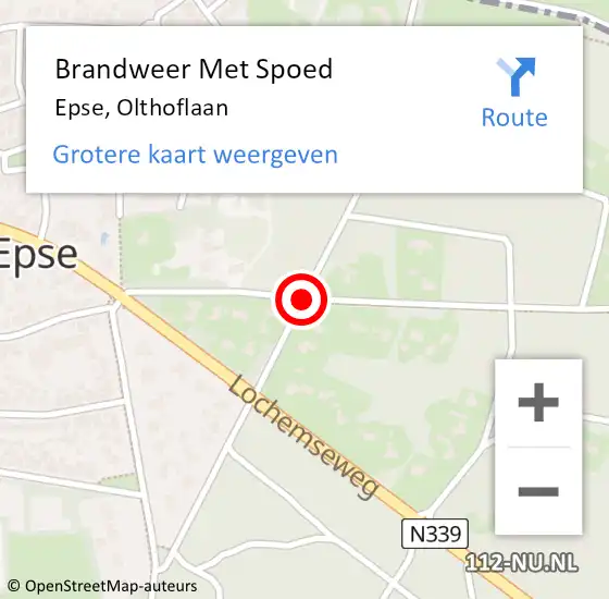 Locatie op kaart van de 112 melding: Brandweer Met Spoed Naar Epse, Olthoflaan op 9 februari 2020 19:13