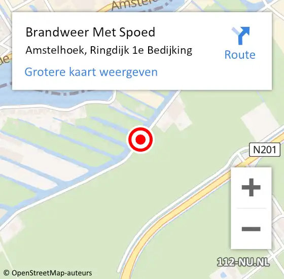 Locatie op kaart van de 112 melding: Brandweer Met Spoed Naar Amstelhoek, Ringdijk 1e Bedijking op 9 februari 2020 19:15