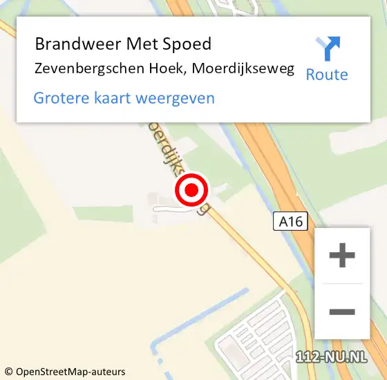 Locatie op kaart van de 112 melding: Brandweer Met Spoed Naar Zevenbergschen Hoek, Moerdijkseweg op 9 februari 2020 19:25