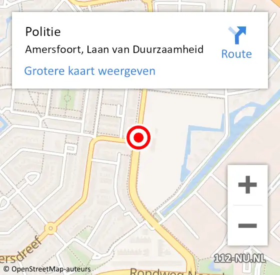 Locatie op kaart van de 112 melding: Politie Amersfoort, Laan Van Duurzaamheid op 9 februari 2020 19:28