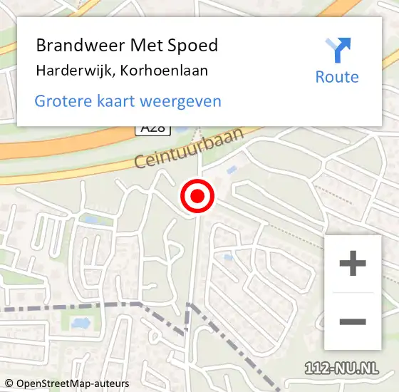 Locatie op kaart van de 112 melding: Brandweer Met Spoed Naar Harderwijk, Korhoenlaan op 9 februari 2020 19:36