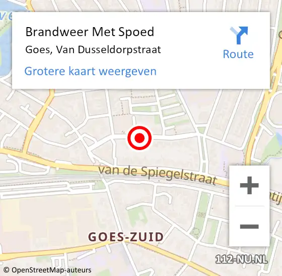 Locatie op kaart van de 112 melding: Brandweer Met Spoed Naar Goes, Van Dusseldorpstraat op 9 februari 2020 19:54