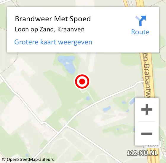 Locatie op kaart van de 112 melding: Brandweer Met Spoed Naar Loon op Zand, Kraanven op 9 februari 2020 19:55