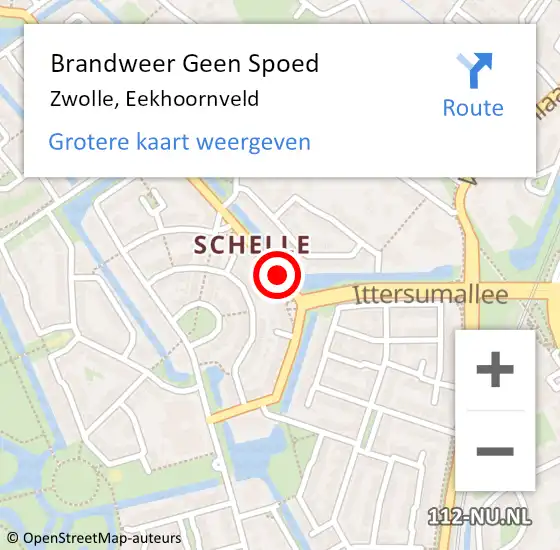 Locatie op kaart van de 112 melding: Brandweer Geen Spoed Naar Zwolle, Eekhoornveld op 9 februari 2020 20:00