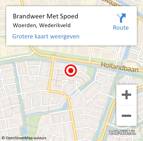 Locatie op kaart van de 112 melding: Brandweer Met Spoed Naar Woerden, Wederikveld op 9 februari 2020 20:01