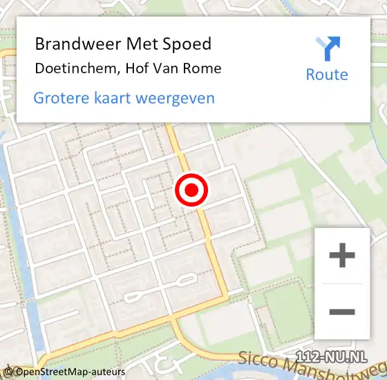 Locatie op kaart van de 112 melding: Brandweer Met Spoed Naar Doetinchem, Hof Van Rome op 9 februari 2020 20:01