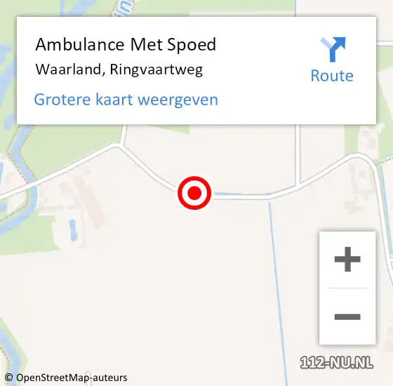Locatie op kaart van de 112 melding: Ambulance Met Spoed Naar Waarland, Ringvaartweg op 9 februari 2020 20:13