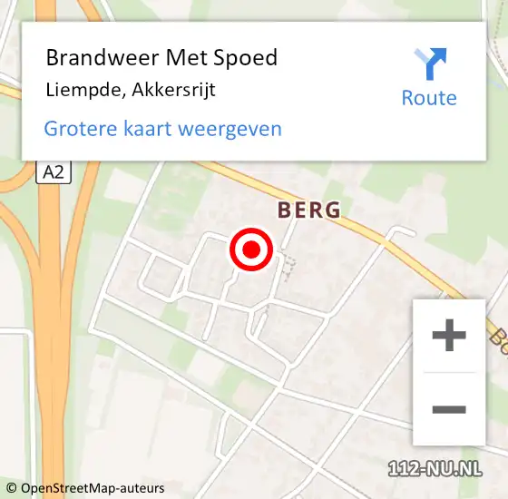 Locatie op kaart van de 112 melding: Brandweer Met Spoed Naar Liempde, Akkersrijt op 9 februari 2020 20:36