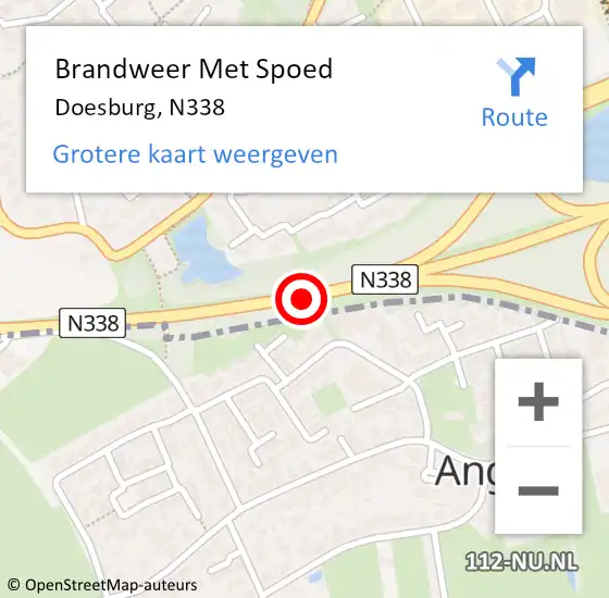 Locatie op kaart van de 112 melding: Brandweer Met Spoed Naar Doesburg, N338 op 9 februari 2020 20:39