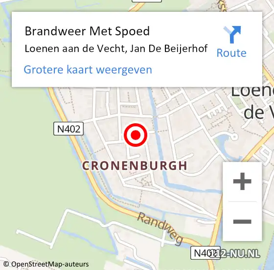 Locatie op kaart van de 112 melding: Brandweer Met Spoed Naar Loenen aan de Vecht, Jan De Beijerhof op 9 februari 2020 21:04