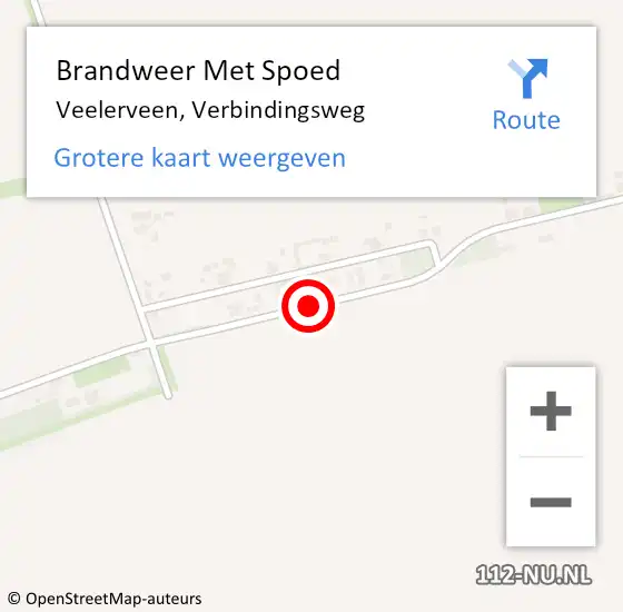 Locatie op kaart van de 112 melding: Brandweer Met Spoed Naar Veelerveen, Verbindingsweg op 9 februari 2020 21:17