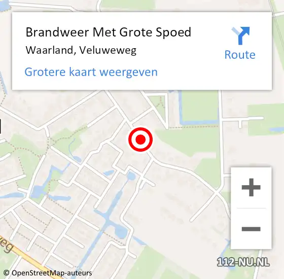 Locatie op kaart van de 112 melding: Brandweer Met Grote Spoed Naar Waarland, Veluweweg op 9 februari 2020 21:22