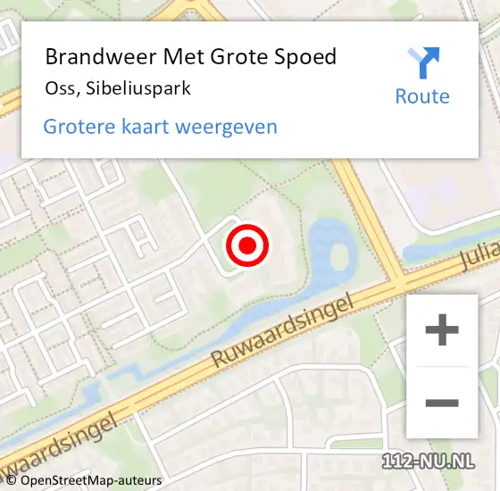 Locatie op kaart van de 112 melding: Brandweer Met Grote Spoed Naar Oss, Sibeliuspark op 9 februari 2020 21:59