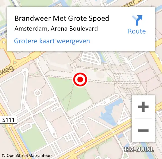 Locatie op kaart van de 112 melding: Brandweer Met Grote Spoed Naar Amsterdam, Arena Boulevard op 9 februari 2020 22:05