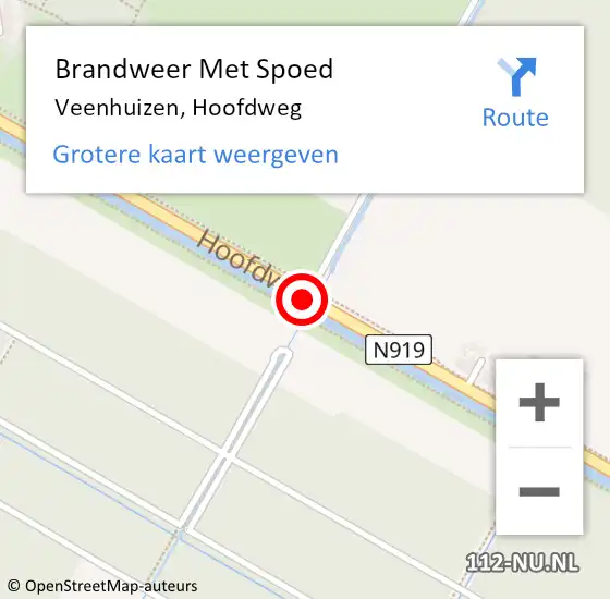 Locatie op kaart van de 112 melding: Brandweer Met Spoed Naar Veenhuizen, Hoofdweg op 9 februari 2020 22:14