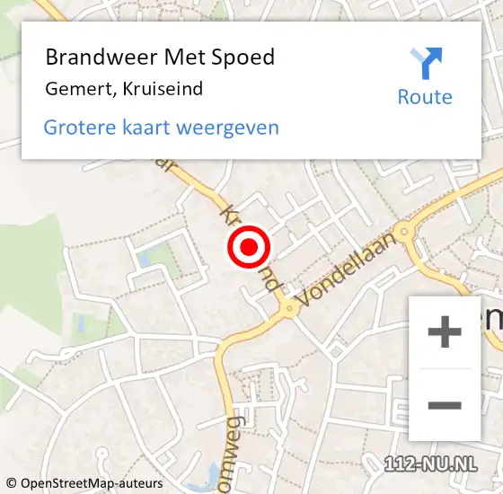 Locatie op kaart van de 112 melding: Brandweer Met Spoed Naar Gemert, Kruiseind op 9 februari 2020 22:17