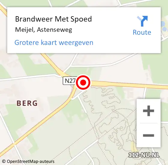 Locatie op kaart van de 112 melding: Brandweer Met Spoed Naar Meijel, Astenseweg op 9 februari 2020 22:19