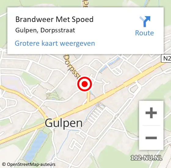 Locatie op kaart van de 112 melding: Brandweer Met Spoed Naar Gulpen, Dorpsstraat op 9 februari 2020 22:33