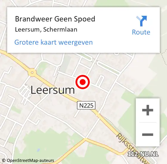 Locatie op kaart van de 112 melding: Brandweer Geen Spoed Naar Leersum, Schermlaan op 9 februari 2020 22:37