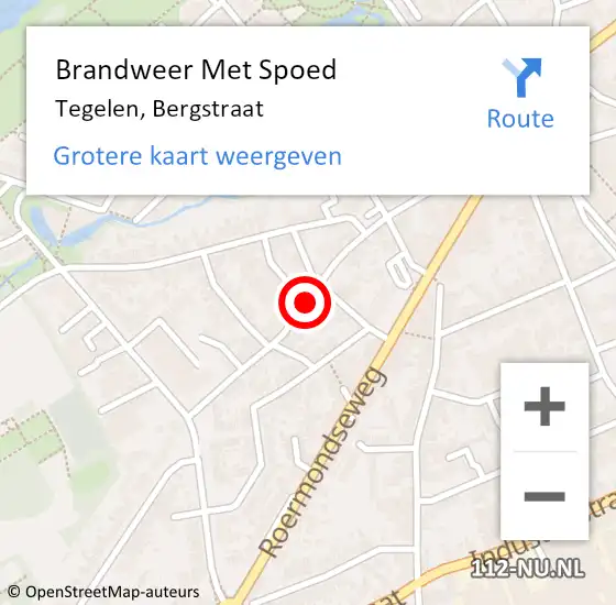 Locatie op kaart van de 112 melding: Brandweer Met Spoed Naar Tegelen, Bergstraat op 9 februari 2020 22:41