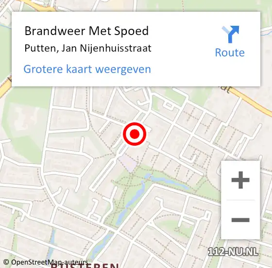 Locatie op kaart van de 112 melding: Brandweer Met Spoed Naar Putten, Jan Nijenhuisstraat op 9 februari 2020 23:02