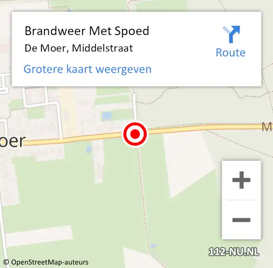 Locatie op kaart van de 112 melding: Brandweer Met Spoed Naar De Moer, Middelstraat op 9 februari 2020 23:05