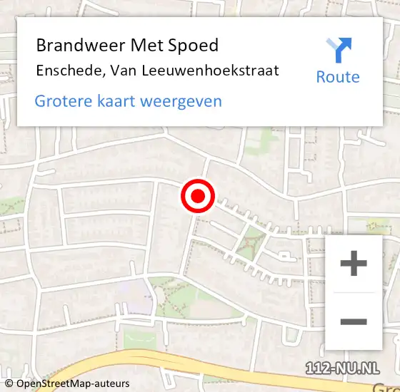 Locatie op kaart van de 112 melding: Brandweer Met Spoed Naar Enschede, Van Leeuwenhoekstraat op 9 februari 2020 23:06