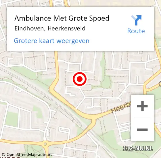 Locatie op kaart van de 112 melding: Ambulance Met Grote Spoed Naar Eindhoven, Heerkensveld op 9 februari 2020 23:14