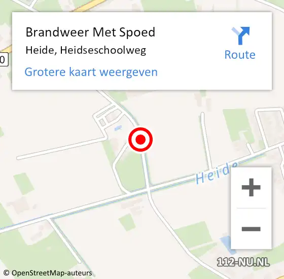 Locatie op kaart van de 112 melding: Brandweer Met Spoed Naar Heide, Heidseschoolweg op 9 februari 2020 23:45