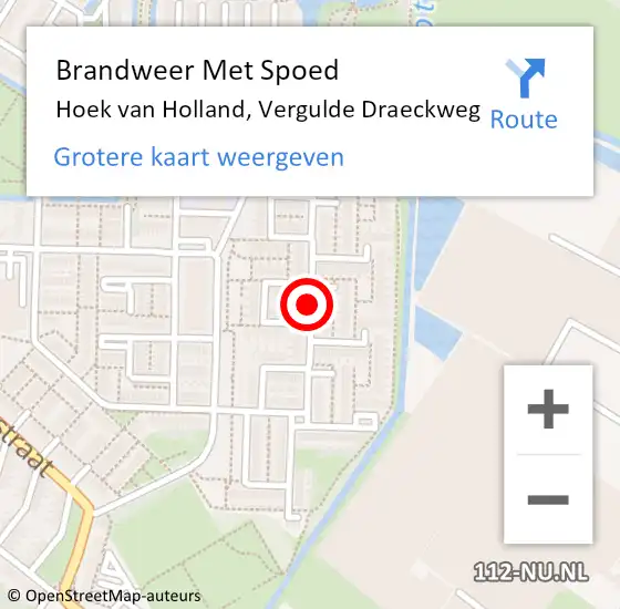 Locatie op kaart van de 112 melding: Brandweer Met Spoed Naar Hoek van Holland, Vergulde Draeckweg op 9 februari 2020 23:48