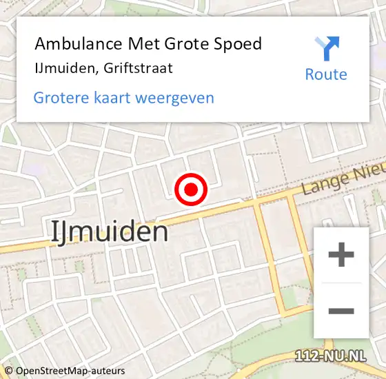 Locatie op kaart van de 112 melding: Ambulance Met Grote Spoed Naar IJmuiden, Griftstraat op 10 februari 2020 00:14