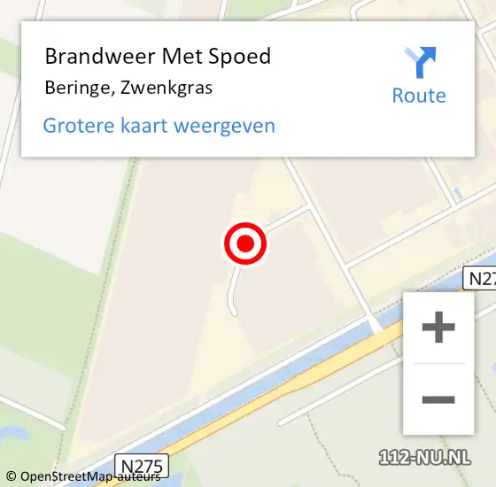 Locatie op kaart van de 112 melding: Brandweer Met Spoed Naar Beringe, Zwenkgras op 10 februari 2020 01:47