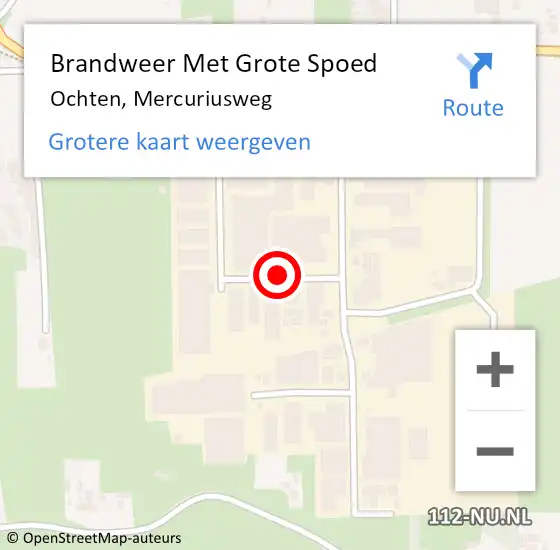 Locatie op kaart van de 112 melding: Brandweer Met Grote Spoed Naar Ochten, Mercuriusweg op 10 februari 2020 02:25