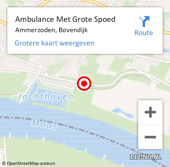 Locatie op kaart van de 112 melding: Ambulance Met Grote Spoed Naar Ammerzoden, Bovendijk op 10 februari 2020 04:12