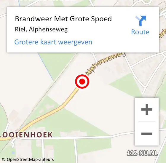 Locatie op kaart van de 112 melding: Brandweer Met Grote Spoed Naar Riel, Alphenseweg op 10 februari 2020 05:11