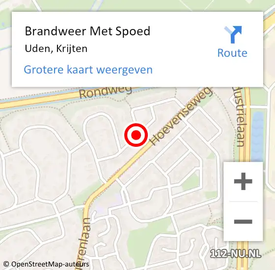 Locatie op kaart van de 112 melding: Brandweer Met Spoed Naar Uden, Krijten op 10 februari 2020 05:39