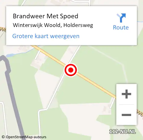Locatie op kaart van de 112 melding: Brandweer Met Spoed Naar Winterswijk Woold, Holdersweg op 10 februari 2020 05:42
