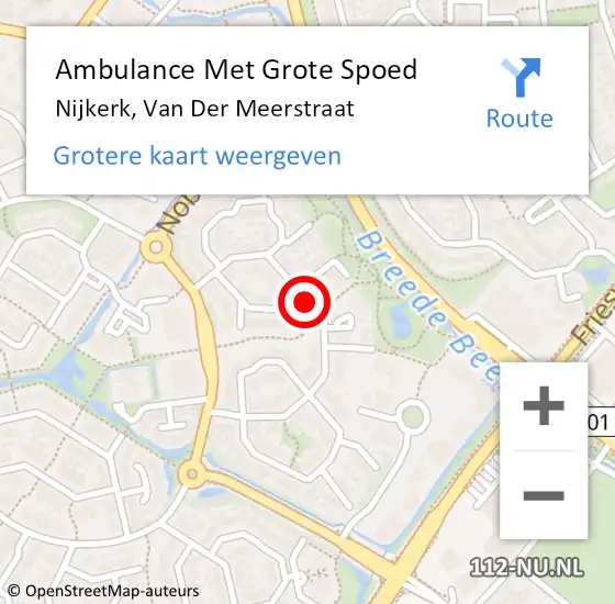 Locatie op kaart van de 112 melding: Ambulance Met Grote Spoed Naar Nijkerk, Van der Meerstraat op 10 februari 2020 06:15