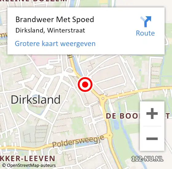 Locatie op kaart van de 112 melding: Brandweer Met Spoed Naar Dirksland, Winterstraat op 10 februari 2020 07:02