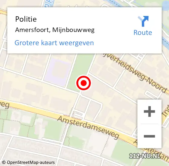 Locatie op kaart van de 112 melding: Politie Amersfoort, Mijnbouwweg op 10 februari 2020 07:32