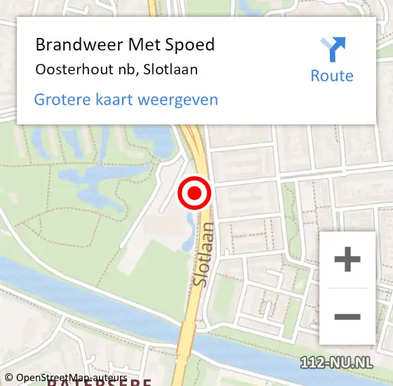 Locatie op kaart van de 112 melding: Brandweer Met Spoed Naar Oosterhout nb, Slotlaan op 10 februari 2020 07:54