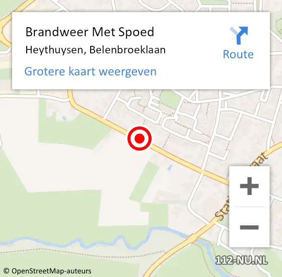 Locatie op kaart van de 112 melding: Brandweer Met Spoed Naar Heythuysen, Belenbroeklaan op 10 februari 2020 07:56