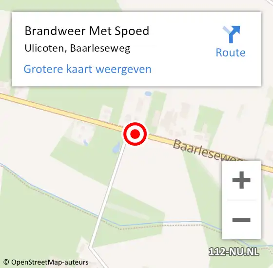 Locatie op kaart van de 112 melding: Brandweer Met Spoed Naar Ulicoten, Baarleseweg op 10 februari 2020 08:03