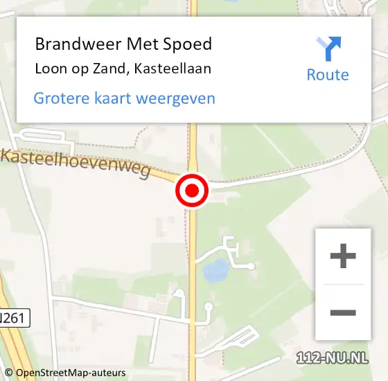 Locatie op kaart van de 112 melding: Brandweer Met Spoed Naar Loon op Zand, Kasteellaan op 10 februari 2020 08:41