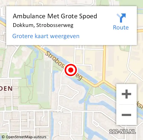 Locatie op kaart van de 112 melding: Ambulance Met Grote Spoed Naar Dokkum, Strobosserweg op 10 februari 2020 09:19