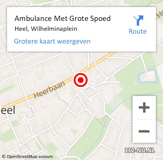 Locatie op kaart van de 112 melding: Ambulance Met Grote Spoed Naar Heel, Wilhelminaplein op 10 februari 2020 09:28