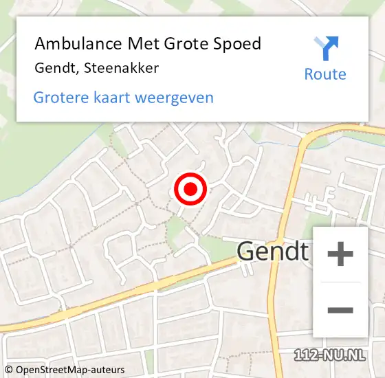 Locatie op kaart van de 112 melding: Ambulance Met Grote Spoed Naar Gendt, Steenakker op 10 februari 2020 09:31