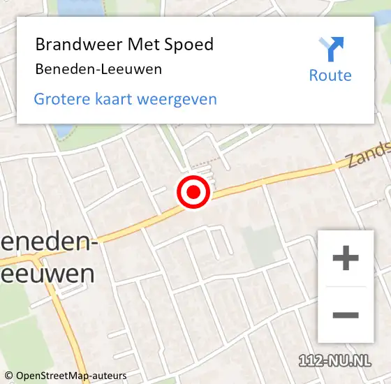 Locatie op kaart van de 112 melding: Brandweer Met Spoed Naar Beneden-Leeuwen op 10 februari 2020 09:32