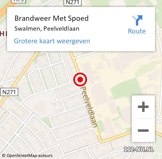 Locatie op kaart van de 112 melding: Brandweer Met Spoed Naar Swalmen, Peelveldlaan op 10 februari 2020 09:46