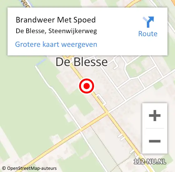 Locatie op kaart van de 112 melding: Brandweer Met Spoed Naar De Blesse, Steenwijkerweg op 10 februari 2020 10:06